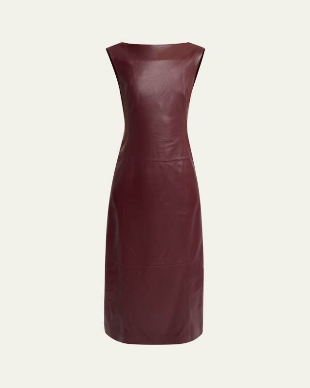 Long Leather Backless Dress